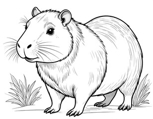 Black and white illustration of a rodent