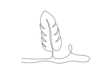 Elegant bird feather continuous one line drawing minimalist simple abstract outline vector illustration