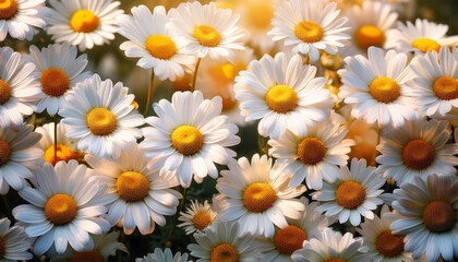Fototapeta premium Beautiful Group Of Daisy Flowers Background