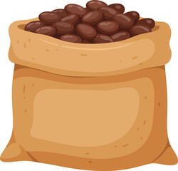 Sack of coffee beans a wholesome morning brew ingredient a delicious start flat design vector illustration white background