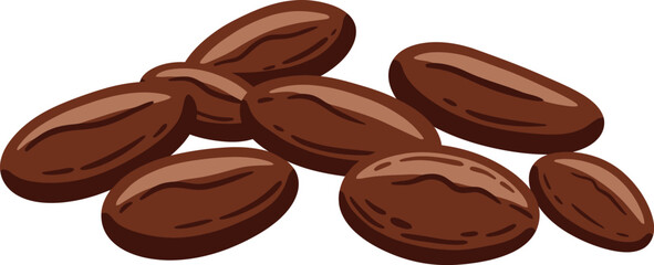 Heap of chocolate beans candy sweets delicious dark brown sweet treat snack food flat design vector illustration white background