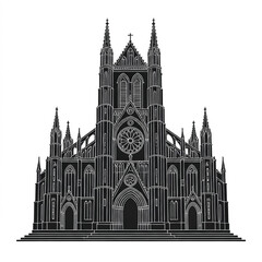 Fototapeta premium black vector of gothic church in silhouette