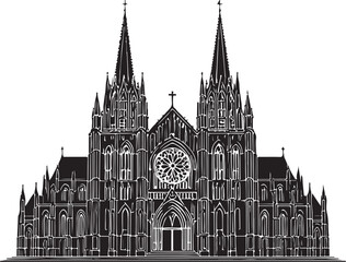 Fototapeta premium black vector of gothic church in silhouette