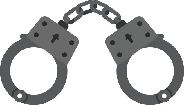 Realistic dark metal handcuffs symbolizing restraint arrest law enforcement justice and security concepts flat design vector illustration white background
