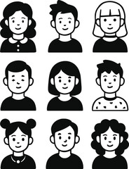 Vector illustration of vector art of set of cute cartoon people avatars