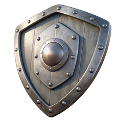 3d medieval shield isolated on transparent background