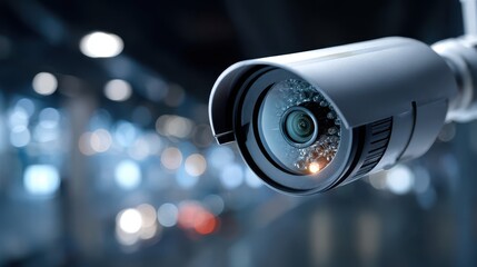 Security Camera Close-up Surveillance System with Blurred Background
