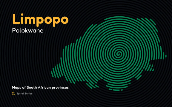 Limpopo province spiral pattern map with center in Polokwane, South Africa
