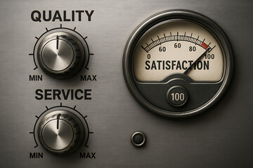 High satisfaction gauge with maximum level of service quality and customer experience