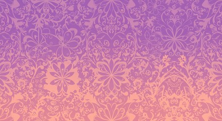 Abstract floral pattern with detailed symmetrical designs and vibrant color gradient