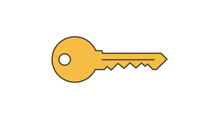 A simple flat design illustration of a golden colored key
