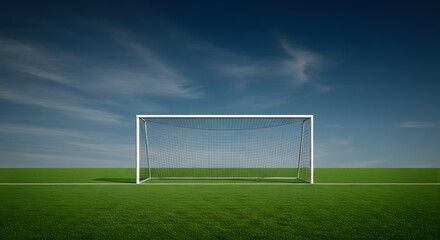 Fototapeta premium Idyllic Soccer Field Goal Under a Summer Sky A Serene Sports Scene