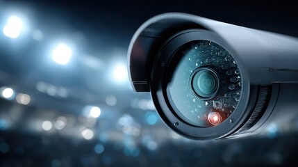 Security Camera Surveillance System with Blurry Background and Red Light