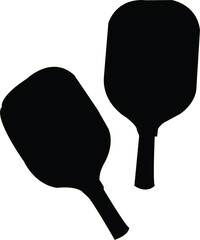 Two Black Silhouettes of Pickleball Paddles on a White Background sport equipment