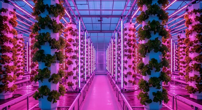 Vertical farm with led grow lights