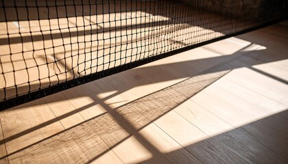 Net Casting Shadows on Wooden Floor in Bright Sunlight