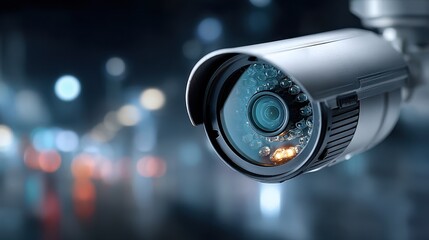 Security Camera Surveillance System with Infrared LEDs at Night, Close-up