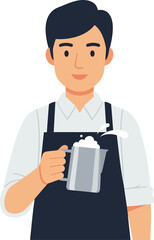 Barista Holding Milk Pitcher