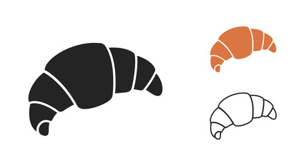 Simple illustration of croissants in black orange and outlined styles