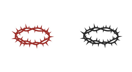 Two depictions of a crown of thorns one red and one black