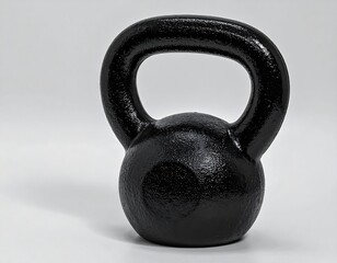 Black kettlebell on plain background