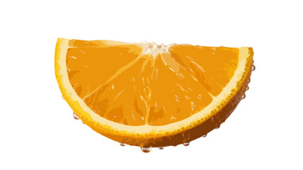 slice of orange with fresh water drops isolated on transparent background