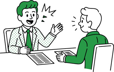 Fototapeta premium Isometric Business Interview Illustration – Vector for Communication, Presentation, and Professional Dialogue isolated On Transparent Background