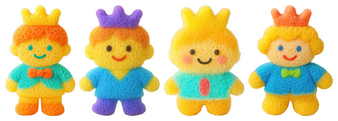 Fototapeta premium PNG Colorful cartoon sponge characters, element set on transparent background