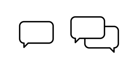 Speech bubble icon, Minimal chat message bubble icons in outline style, Communication Symbol, Dialogue Balloon Vector, Messaging Interface Design, Simple Conversation Graphic, Vector illustration.