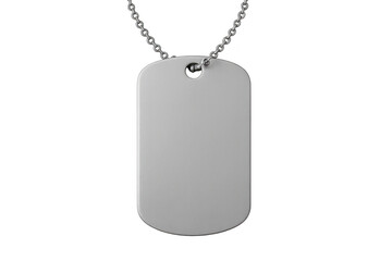 Military style blank silver dog tag, isolated on a transparent background.