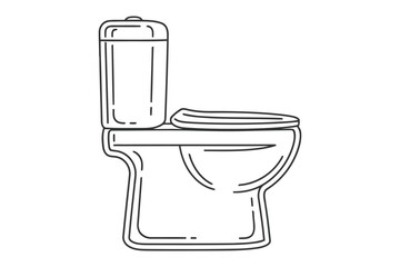 Vector art of simple line drawing of a toilet, showcasing its basic shape and design, suitable for technical diagrams and minimalist illustrations