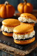 Delicious pumpkin-flavored macarons with creamy filling perfect for fall gatherings