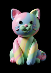 Vibrant Kawaii Clay Cat with Glossy Multicolor Design