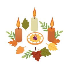 christmas candle and holly