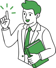 Isometric Businessman with Folder and Chat Icons &ndash; Vector for Strategy and AI Communication isolated On Transparent Background