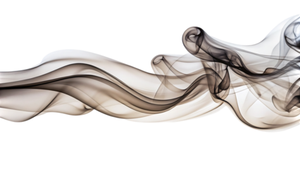 Elegant swirls of smoke isolated on transparent background create a mesmerizing visual effect, perfect for adding a touch of mystery