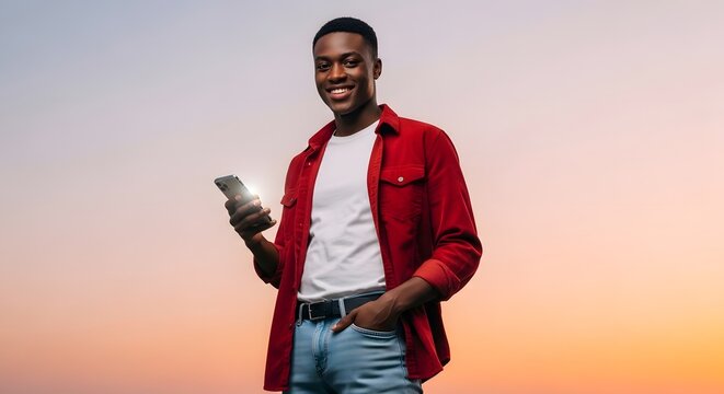 Young Black Man Smiling, Looking Up, Outdoor Portrait, Natural Light, Positive Emotion