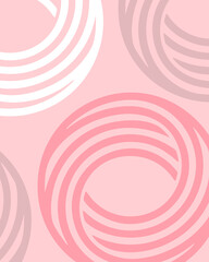 Abstract pink background with circles and swirls in light and dark shades