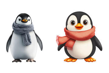 Fototapeta premium Penguin with scarf Isolated on white Background