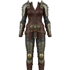 Fantasy leather and metal armor set isolated on transparent background