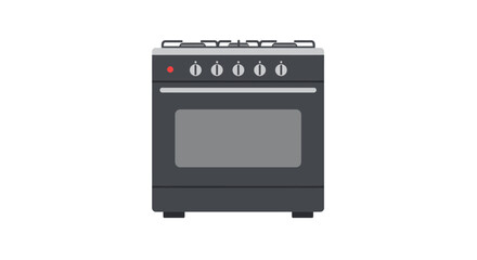 Modern stainless steel gas range oven with five burners and a large oven door perfect for any kitchen Flat design vector illustration white background.