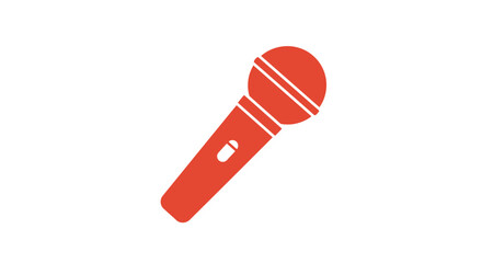 Bright red microphone icon represents music performance and broadcasting sounds great for audio projects Flat design vector illustration white background.