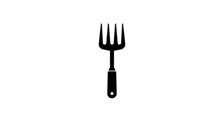 Classic garden fork tool silhouette simple icon symbol representing gardening outdoor activity agricultural tool Flat design vector illustration white background.