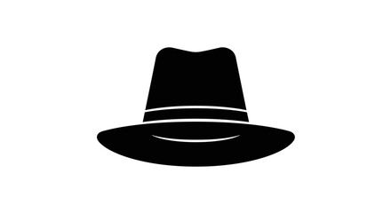 Classic black fedora hat silhouette simple icon isolated on for style and fashion Flat design vector illustration white background.