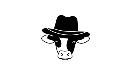 Dapper cow wearing a hat charming farm animal character design for branding and design projects Flat design vector illustration white background.