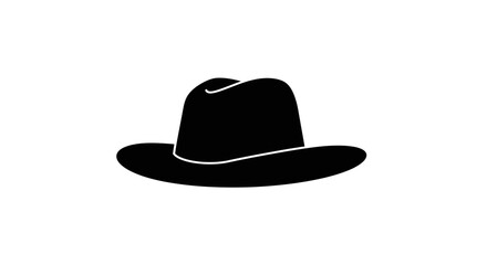 Classic black cowboy hat silhouette style icon representing western style and fashion accessories Flat design vector illustration white background.
