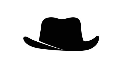 Black silhouette of a cowboy hat with a textured appearance and wide brim Flat design vector illustration white background.