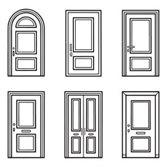 Set of doors vector icon on white