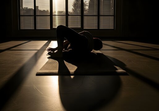 Silhouette of a lone figure at sunset, contemplative mood