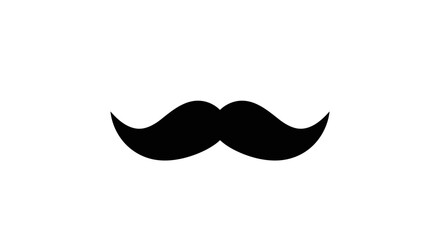 Classic black mustache icon simple silhouette symbol for gentlemen's style and vintage flair Flat design vector illustration white background.